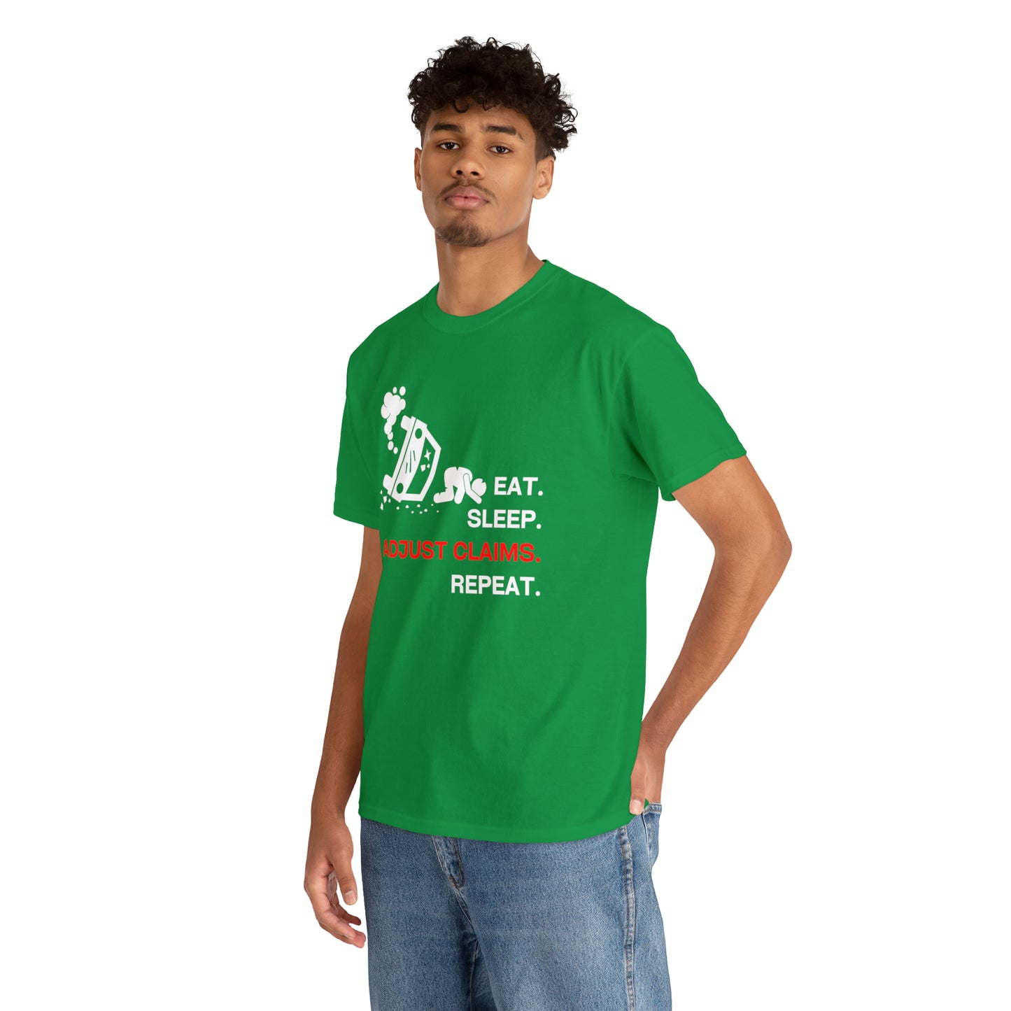 Claims Adjuster (Car Flip/Driver/White) Unisex Heavy Cotton Tee