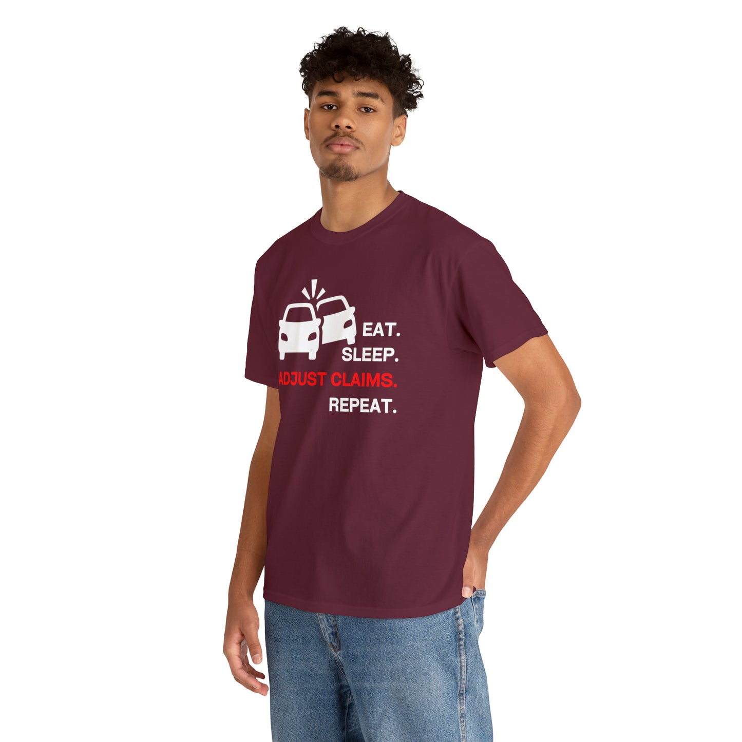Claims Adjuster (Double Car/ White Print) Unisex Heavy Cotton Tee