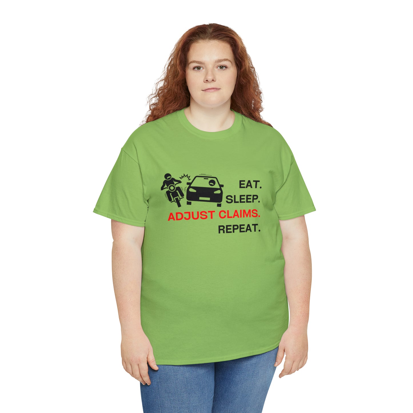 Claims Adjuster (Motorcyclist / Car / Black) Unisex Heavy Cotton Tee
