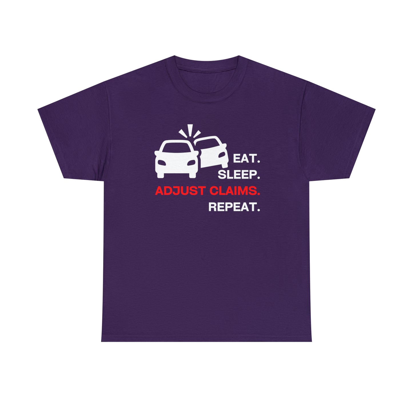 Claims Adjuster (Double Car/ White Print) Unisex Heavy Cotton Tee