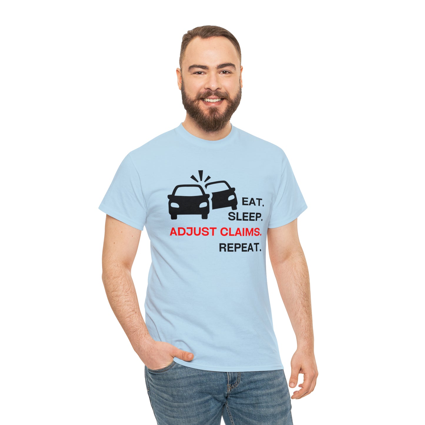 Claims Adjuster (Double Car/ Black Print) Unisex Heavy Cotton Tee