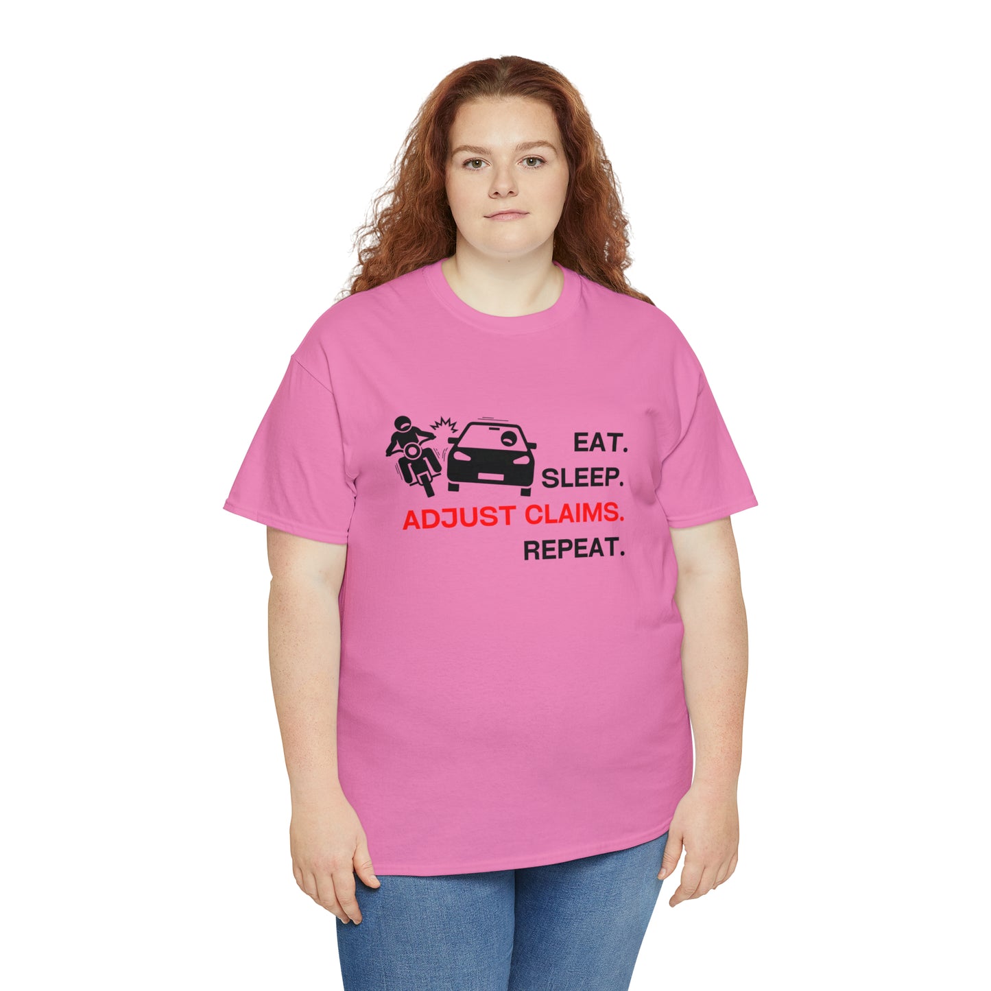 Claims Adjuster (Motorcyclist / Car / Black) Unisex Heavy Cotton Tee