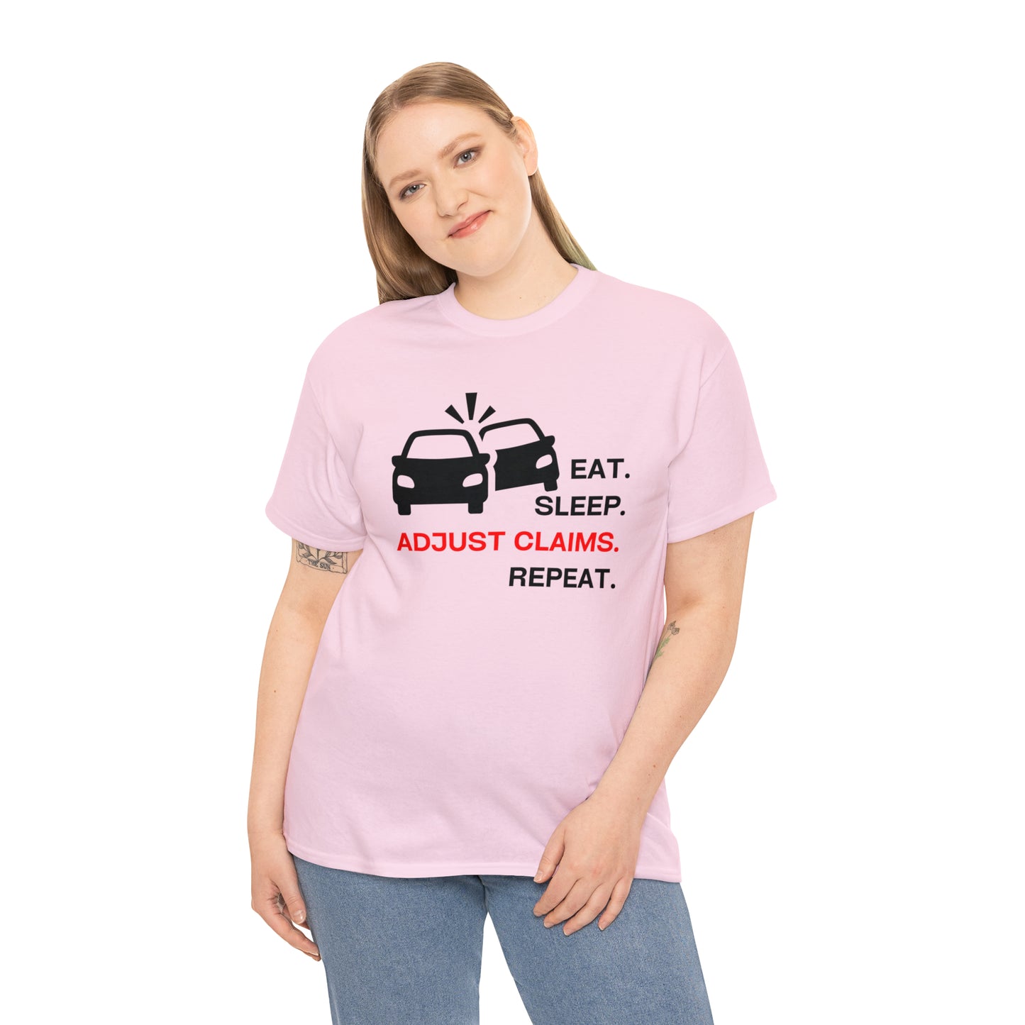 Claims Adjuster (Double Car/ Black Print) Unisex Heavy Cotton Tee