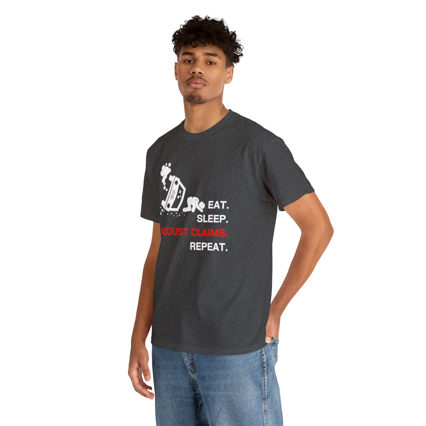 Claims Adjuster (Car Flip/Driver/White) Unisex Heavy Cotton Tee