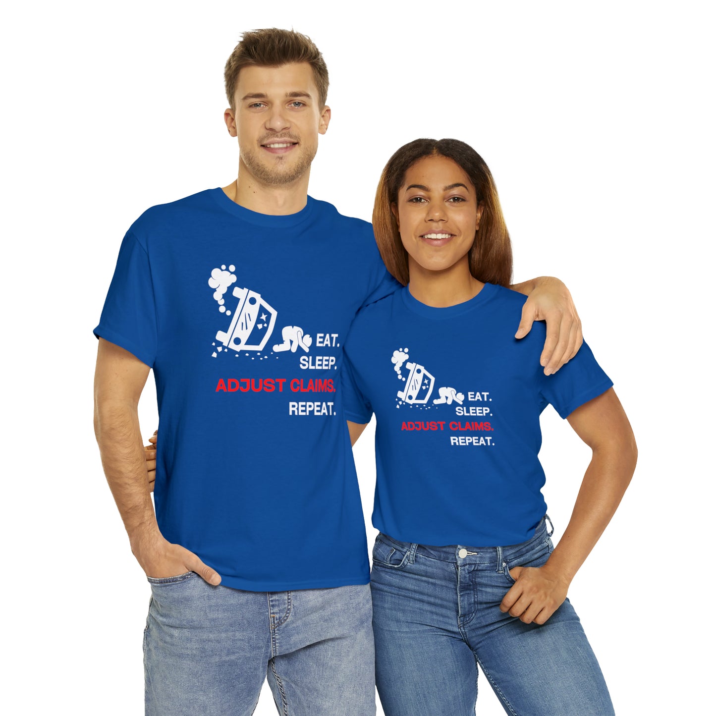 Claims Adjuster (Car Flip/Driver/White) Unisex Heavy Cotton Tee