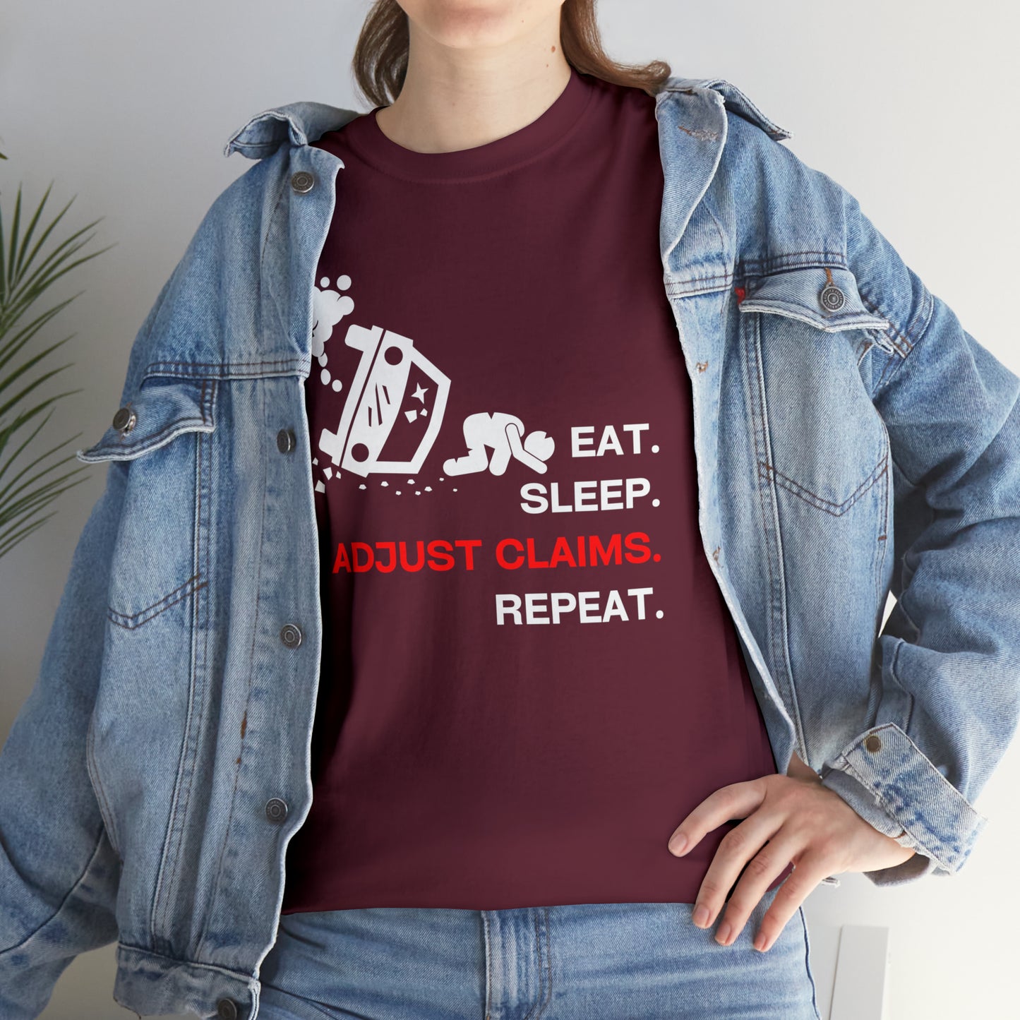 Claims Adjuster (Car Flip/Driver/White) Unisex Heavy Cotton Tee