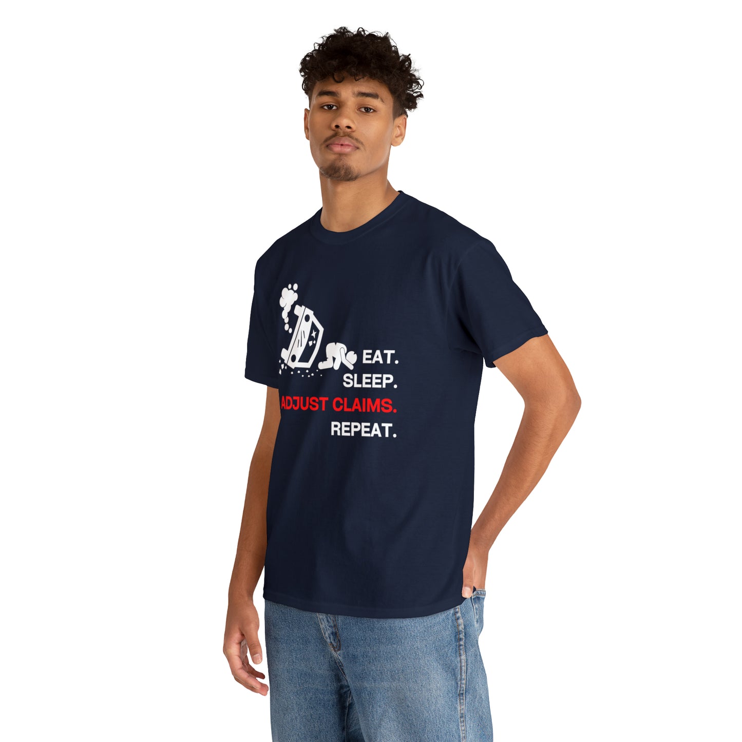 Claims Adjuster (Car Flip/Driver/White) Unisex Heavy Cotton Tee