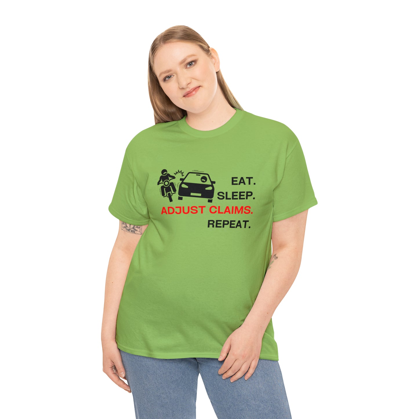 Claims Adjuster (Motorcyclist / Car / Black) Unisex Heavy Cotton Tee