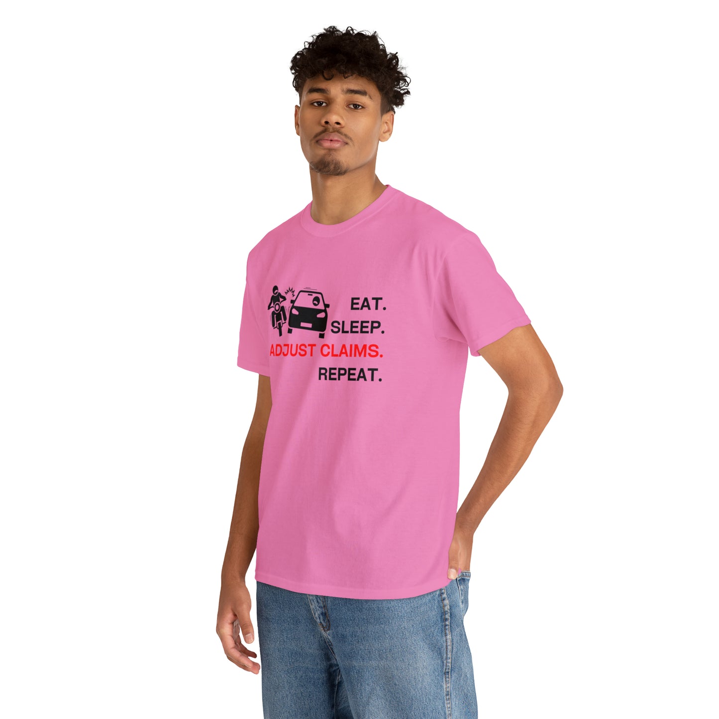 Claims Adjuster (Motorcyclist / Car / Black) Unisex Heavy Cotton Tee