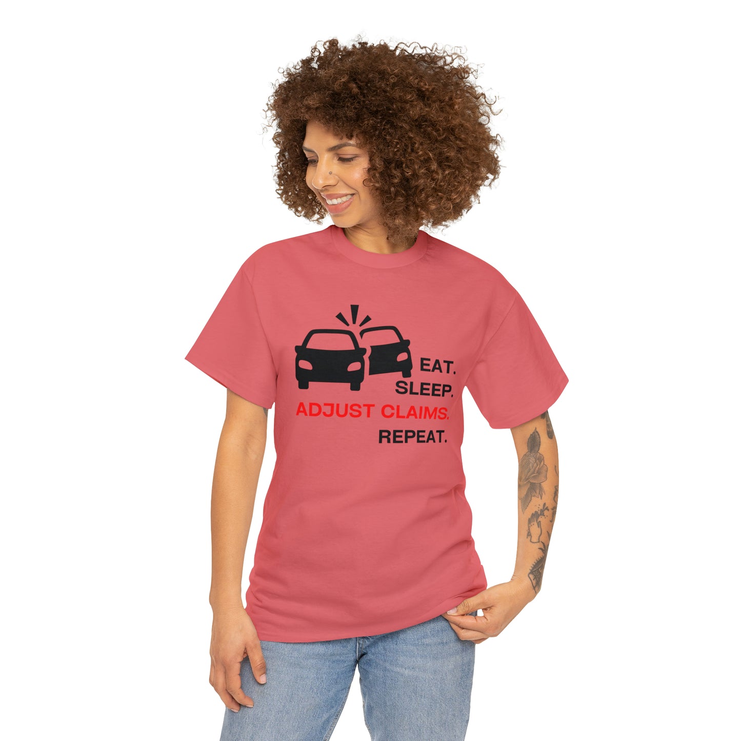 Claims Adjuster (Double Car/ Black Print) Unisex Heavy Cotton Tee
