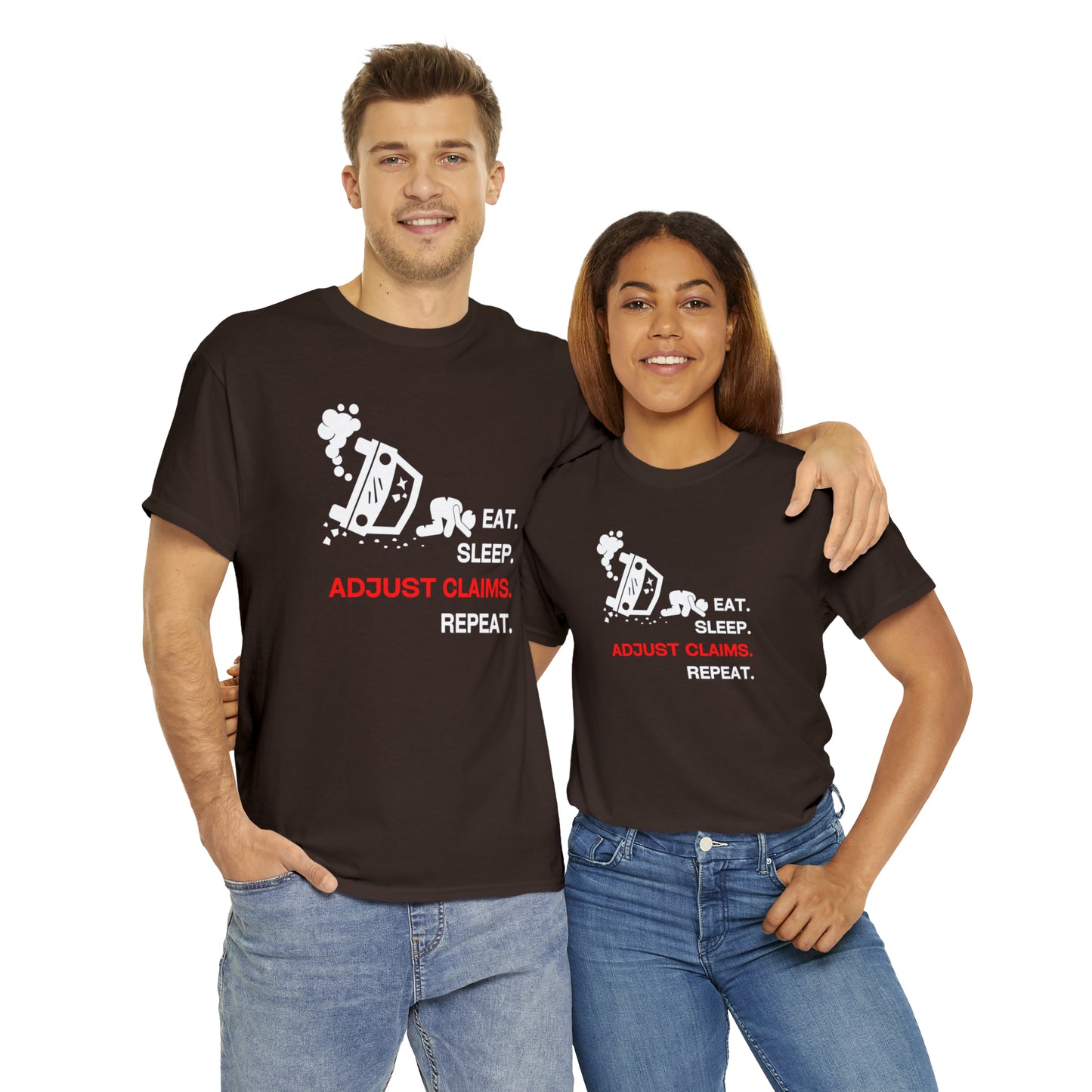 Claims Adjuster (Car Flip/Driver/White) Unisex Heavy Cotton Tee