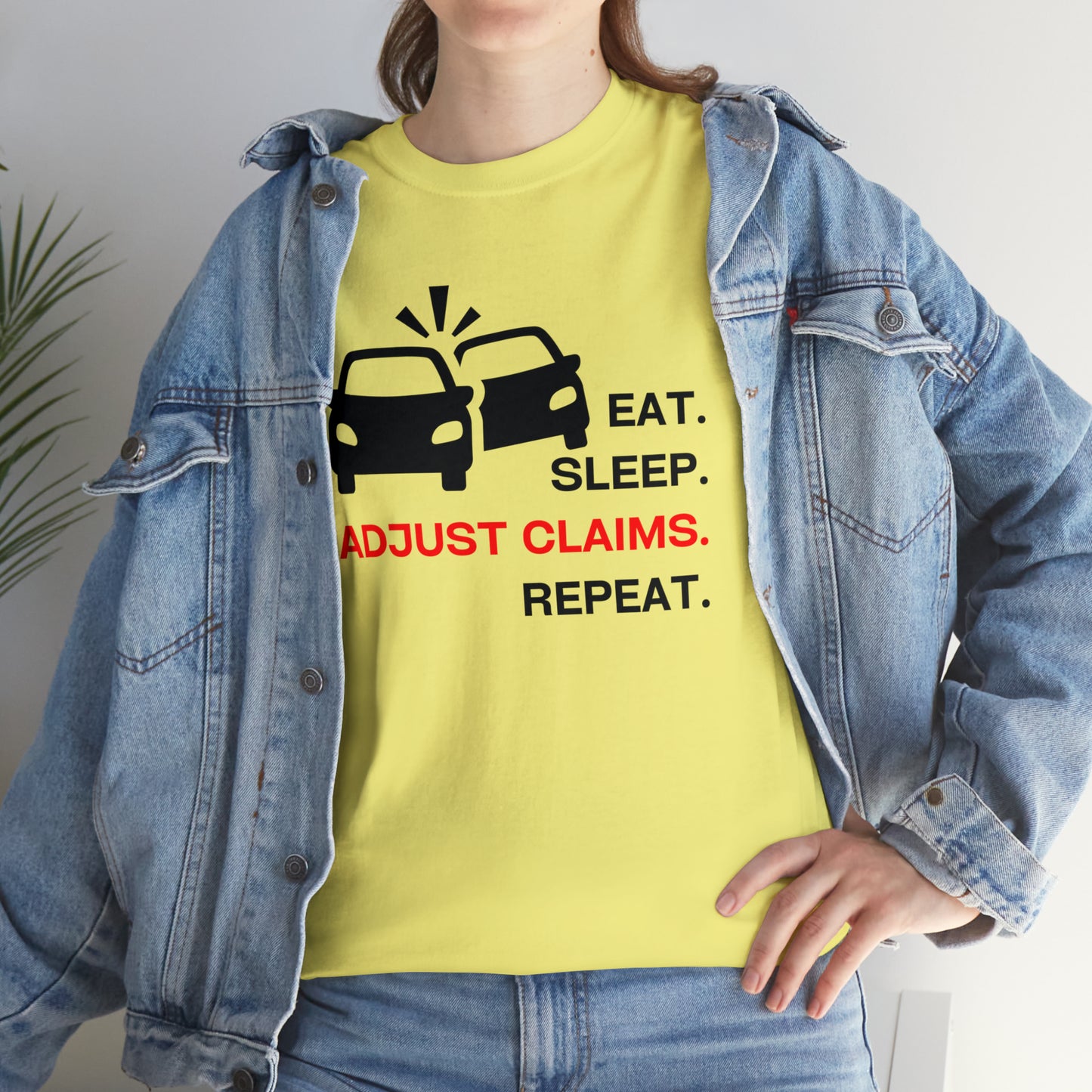 Claims Adjuster (Double Car/ Black Print) Unisex Heavy Cotton Tee