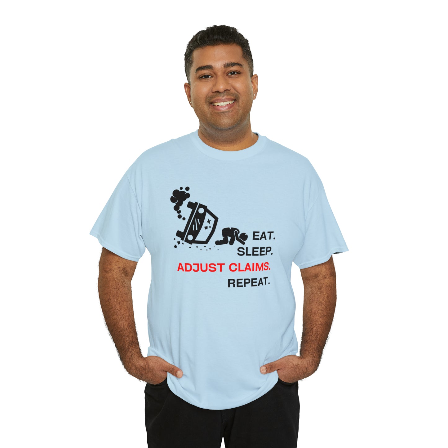 Claims Adjuster (Car Flip/Driver/Black) Unisex Heavy Cotton Tee
