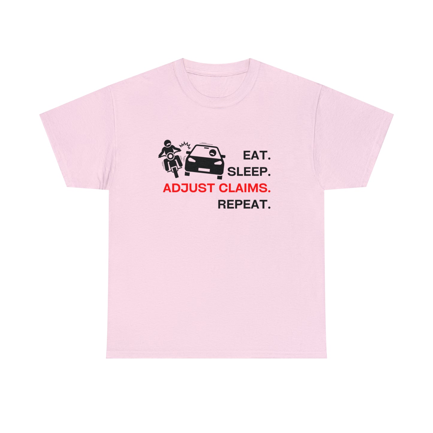 Claims Adjuster (Motorcyclist / Car / Black) Unisex Heavy Cotton Tee