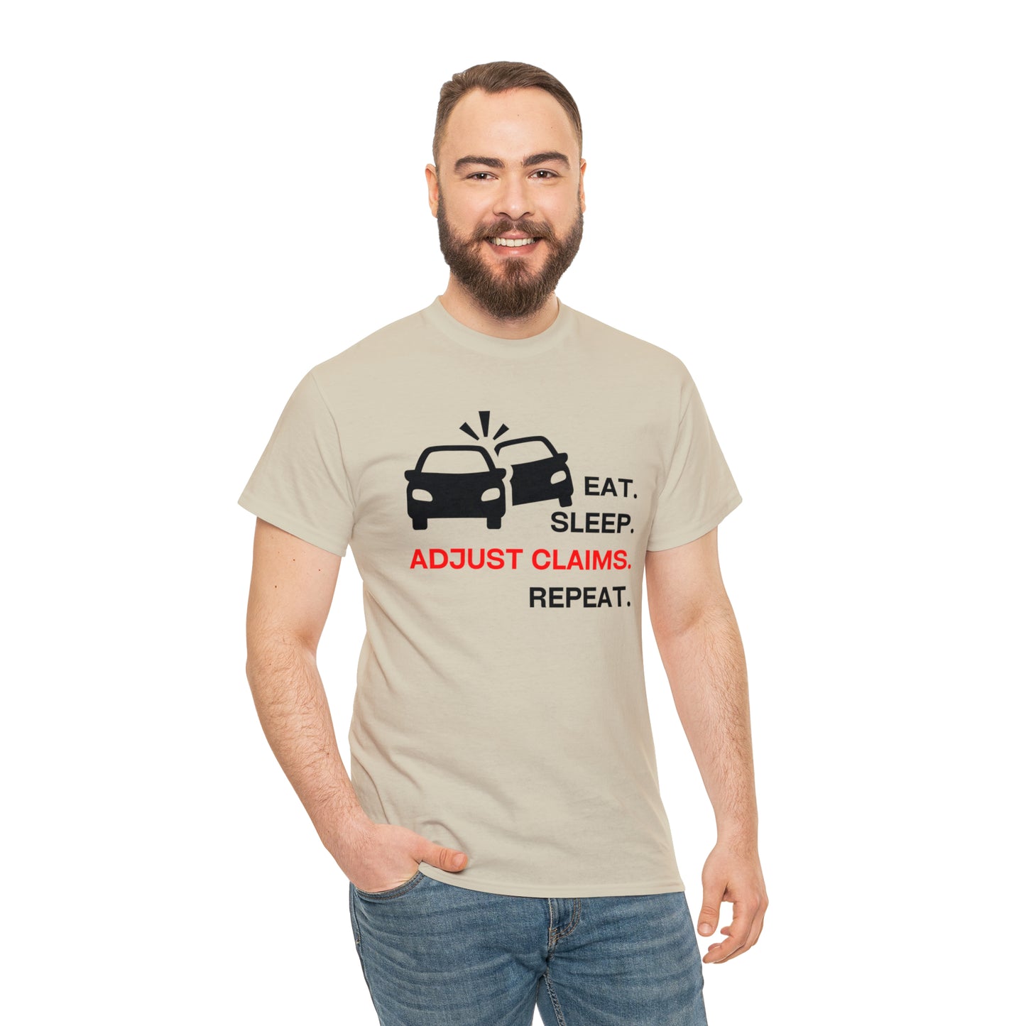 Claims Adjuster (Double Car/ Black Print) Unisex Heavy Cotton Tee