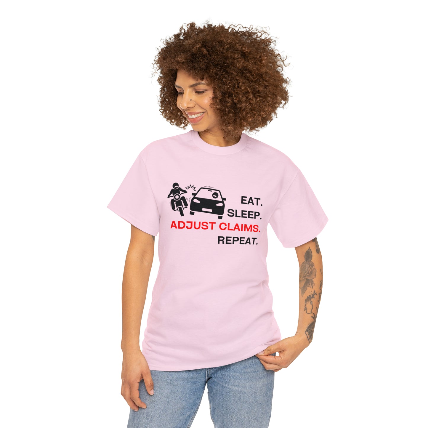 Claims Adjuster (Motorcyclist / Car / Black) Unisex Heavy Cotton Tee