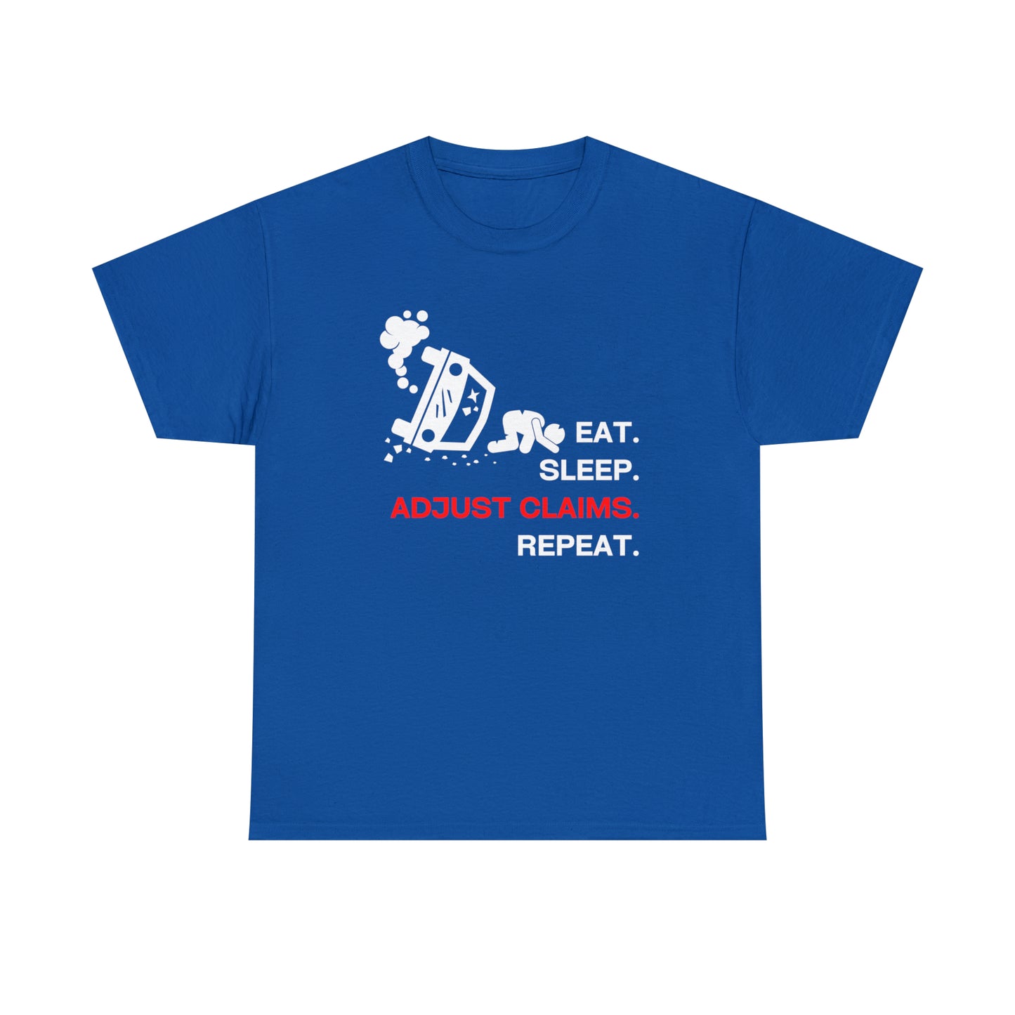 Claims Adjuster (Car Flip/Driver/White) Unisex Heavy Cotton Tee