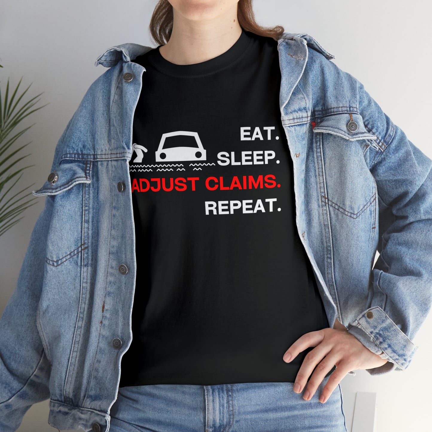 Claims Adjuster (Flooded Car / White) Unisex Heavy Cotton Tee