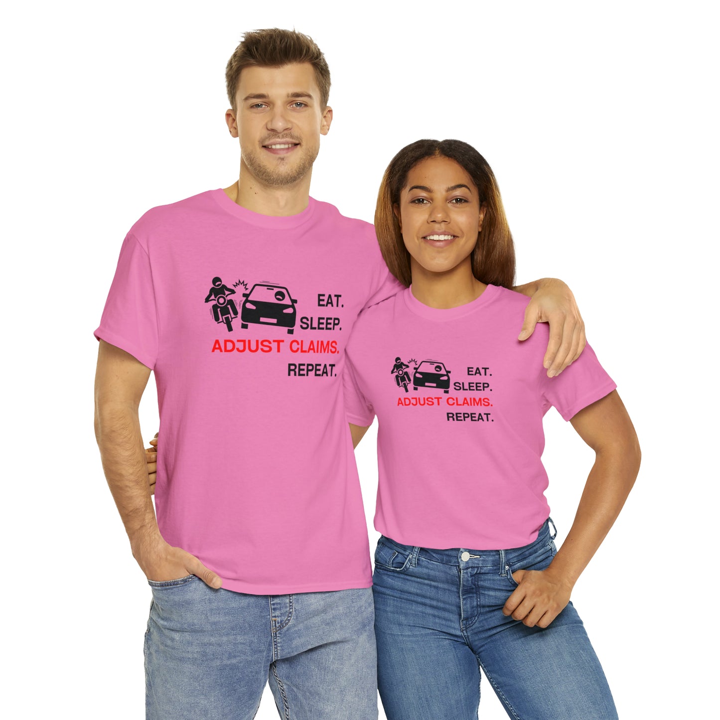 Claims Adjuster (Motorcyclist / Car / Black) Unisex Heavy Cotton Tee
