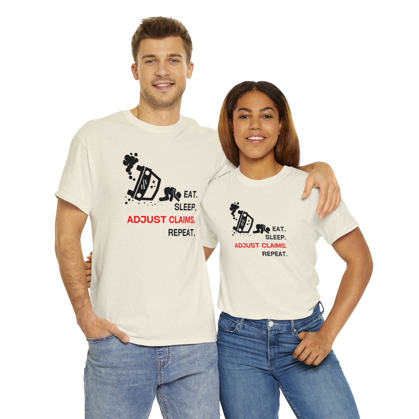 Claims Adjuster (Car Flip/Driver/Black) Unisex Heavy Cotton Tee