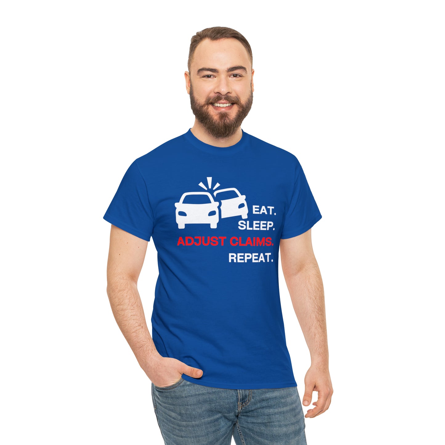 Claims Adjuster (Double Car/ White Print) Unisex Heavy Cotton Tee