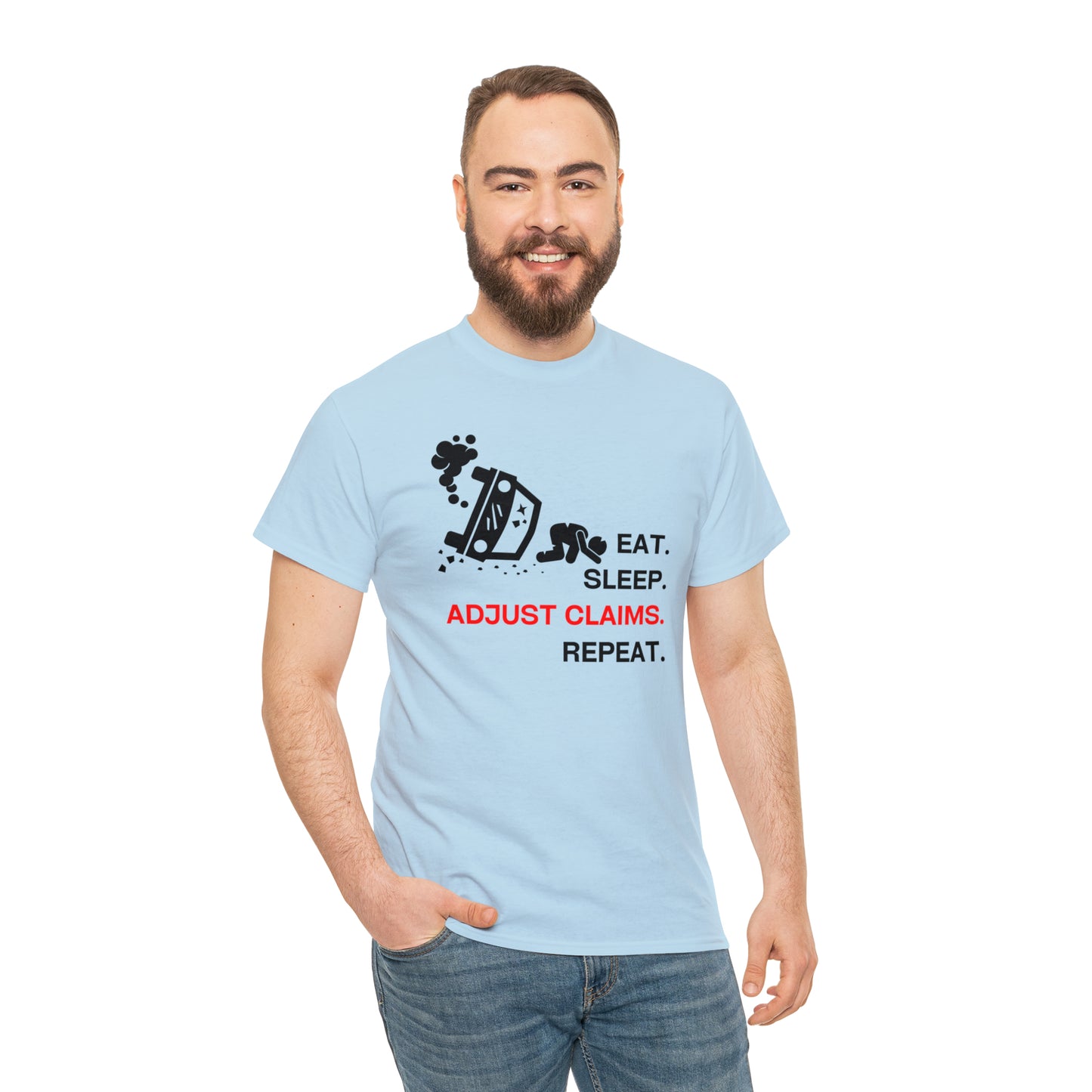 Claims Adjuster (Car Flip/Driver/Black) Unisex Heavy Cotton Tee