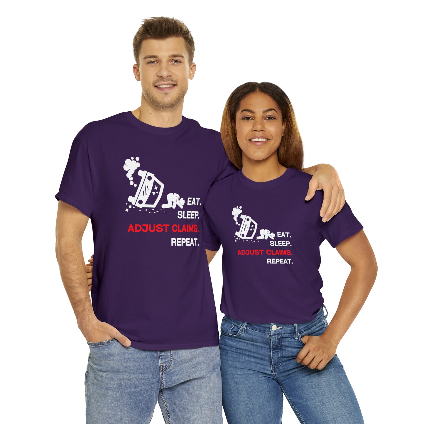 Claims Adjuster (Car Flip/Driver/White) Unisex Heavy Cotton Tee