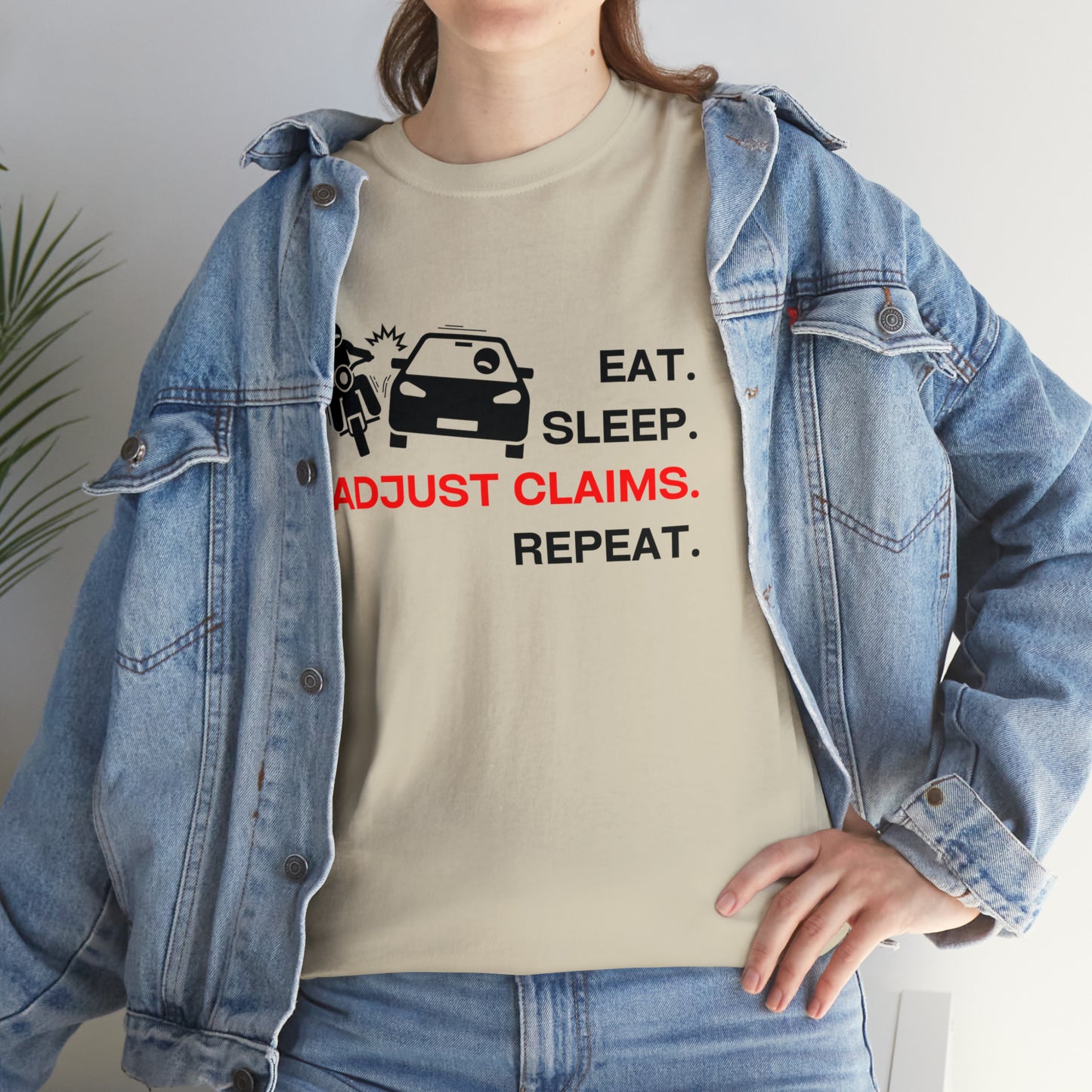 Claims Adjuster (Motorcyclist / Car / Black) Unisex Heavy Cotton Tee