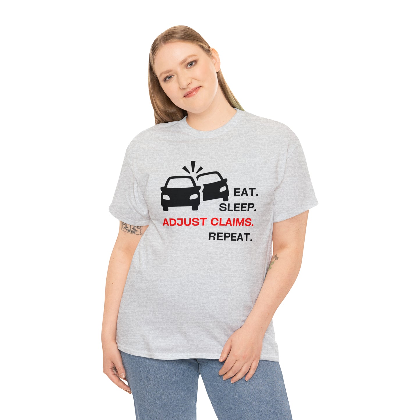 Claims Adjuster (Double Car/ Black Print) Unisex Heavy Cotton Tee