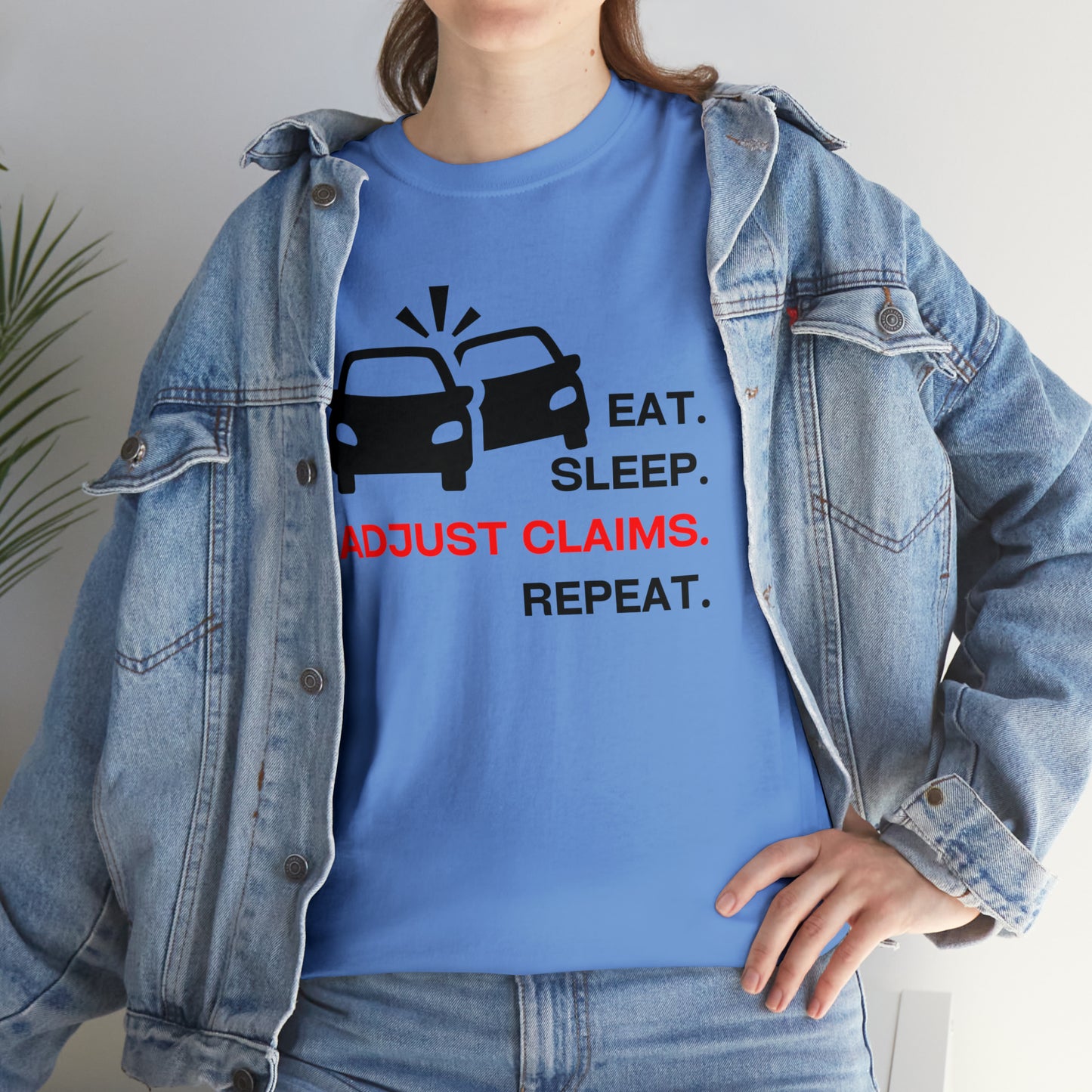 Claims Adjuster (Double Car/ Black Print) Unisex Heavy Cotton Tee