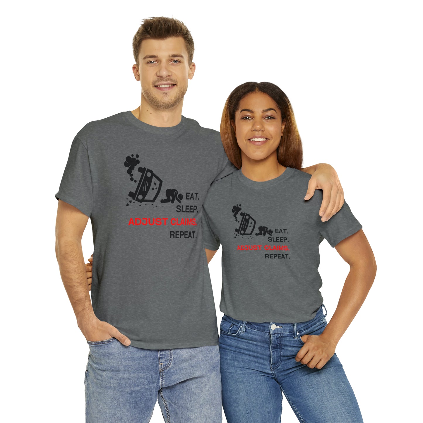 Claims Adjuster (Car Flip/Driver/Black) Unisex Heavy Cotton Tee
