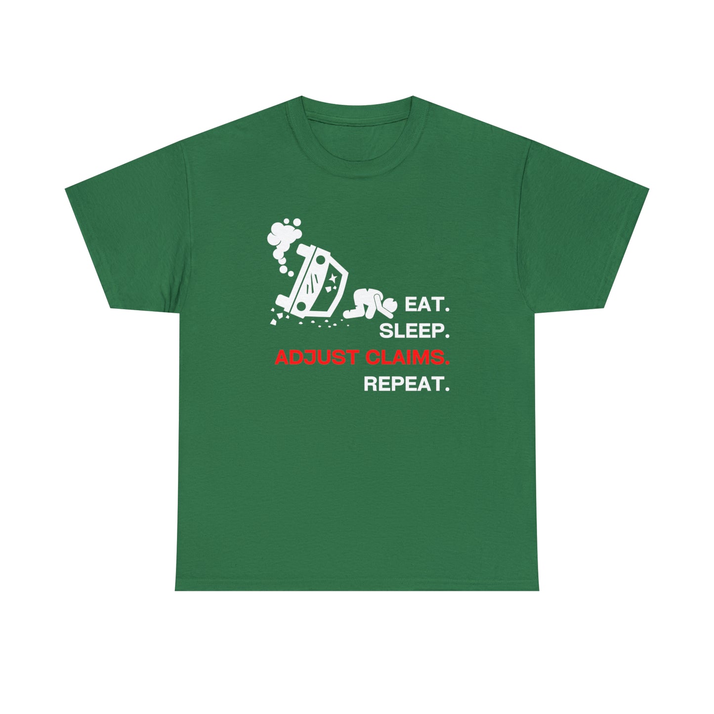Claims Adjuster (Car Flip/Driver/White) Unisex Heavy Cotton Tee