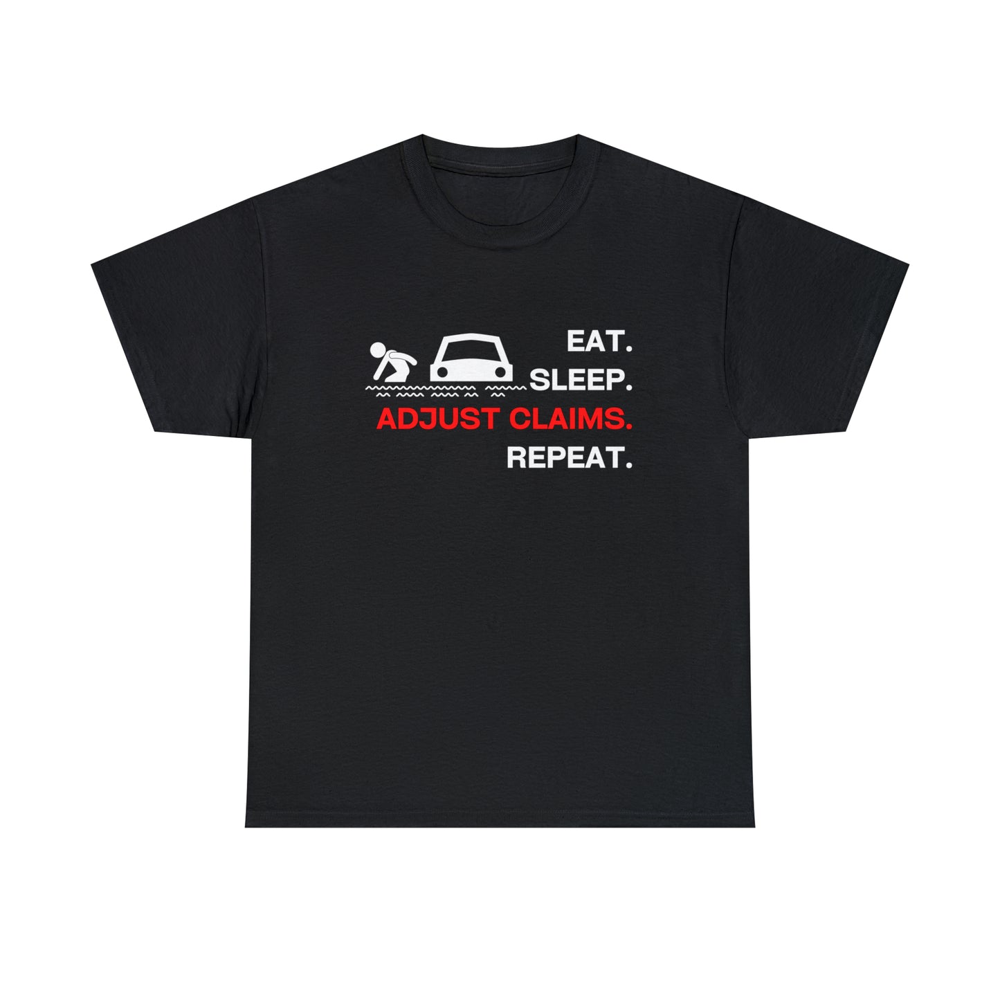 Claims Adjuster (Flooded Car / White) Unisex Heavy Cotton Tee