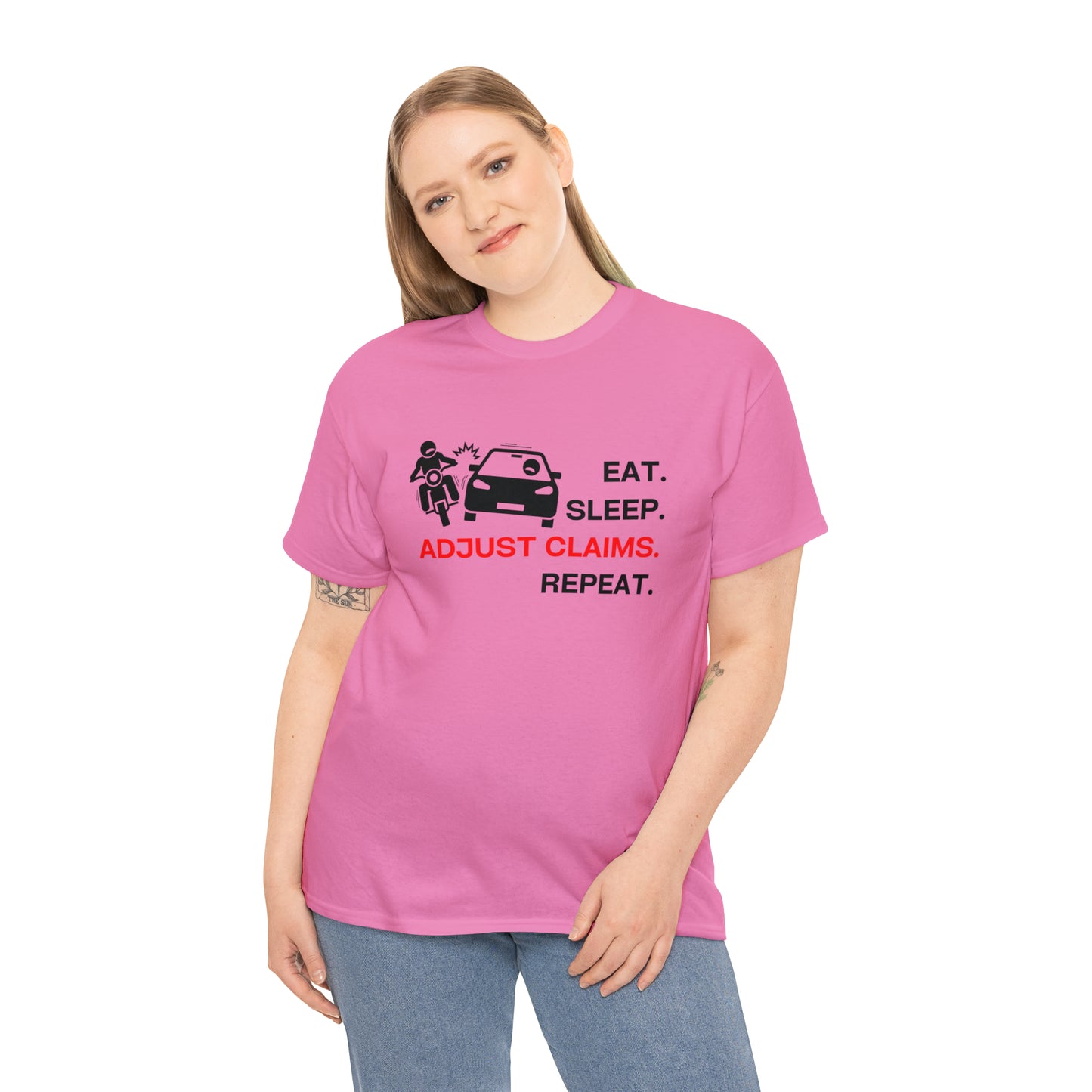 Claims Adjuster (Motorcyclist / Car / Black) Unisex Heavy Cotton Tee