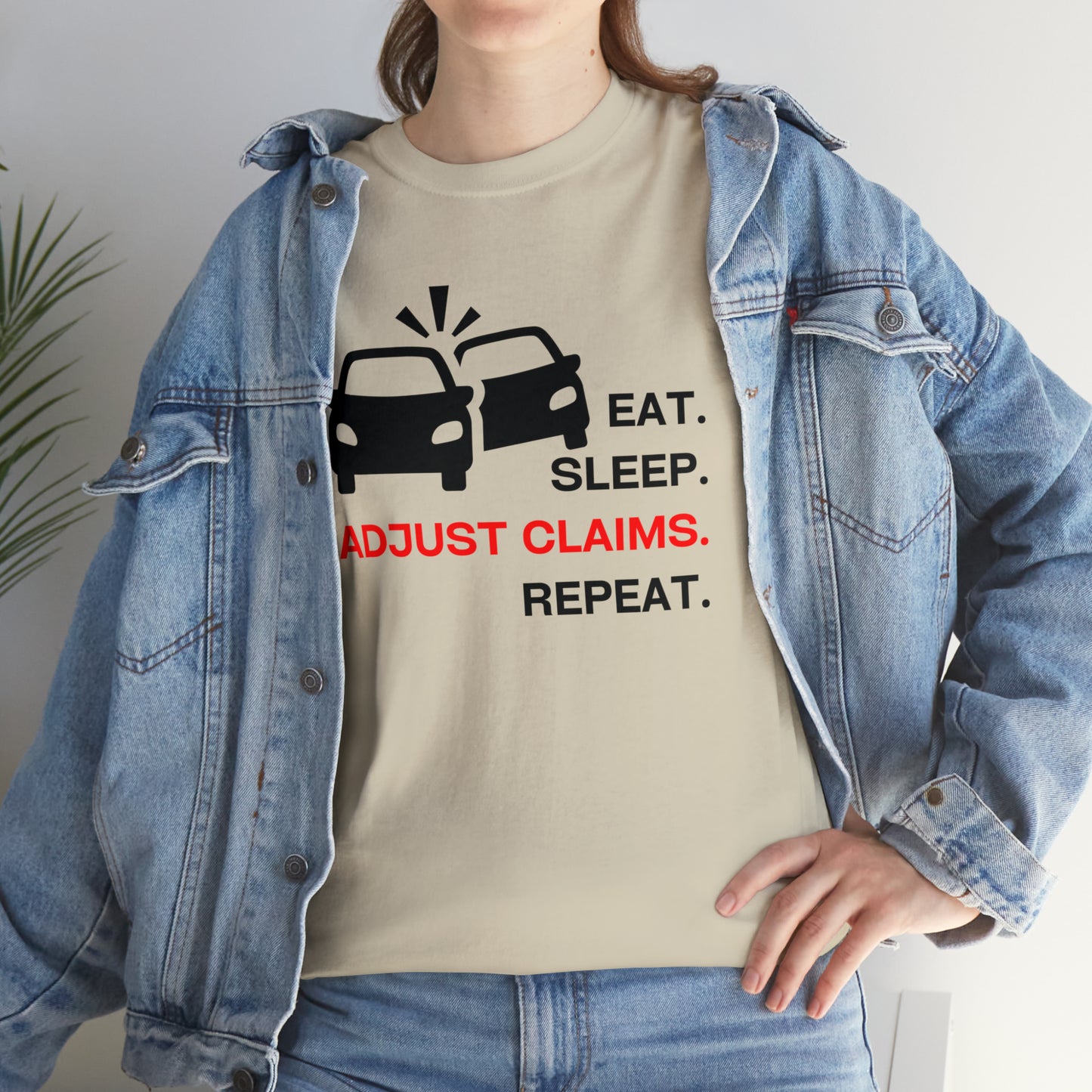 Claims Adjuster (Double Car/ Black Print) Unisex Heavy Cotton Tee