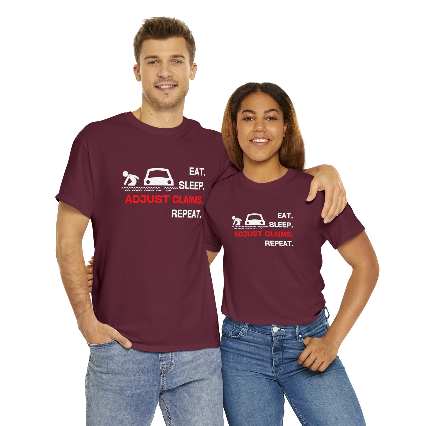 Claims Adjuster (Flooded Car / White) Unisex Heavy Cotton Tee