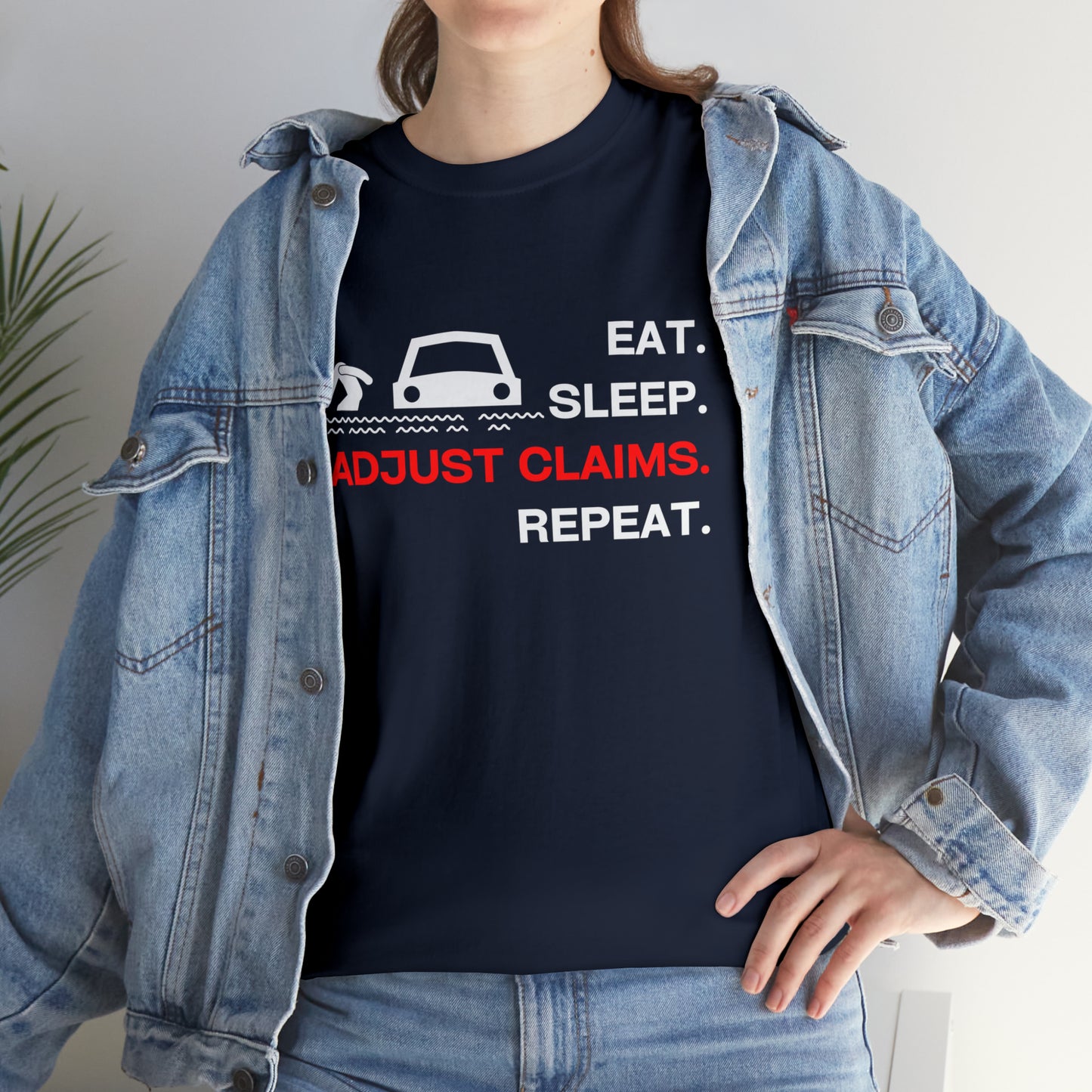 Claims Adjuster (Flooded Car / White) Unisex Heavy Cotton Tee