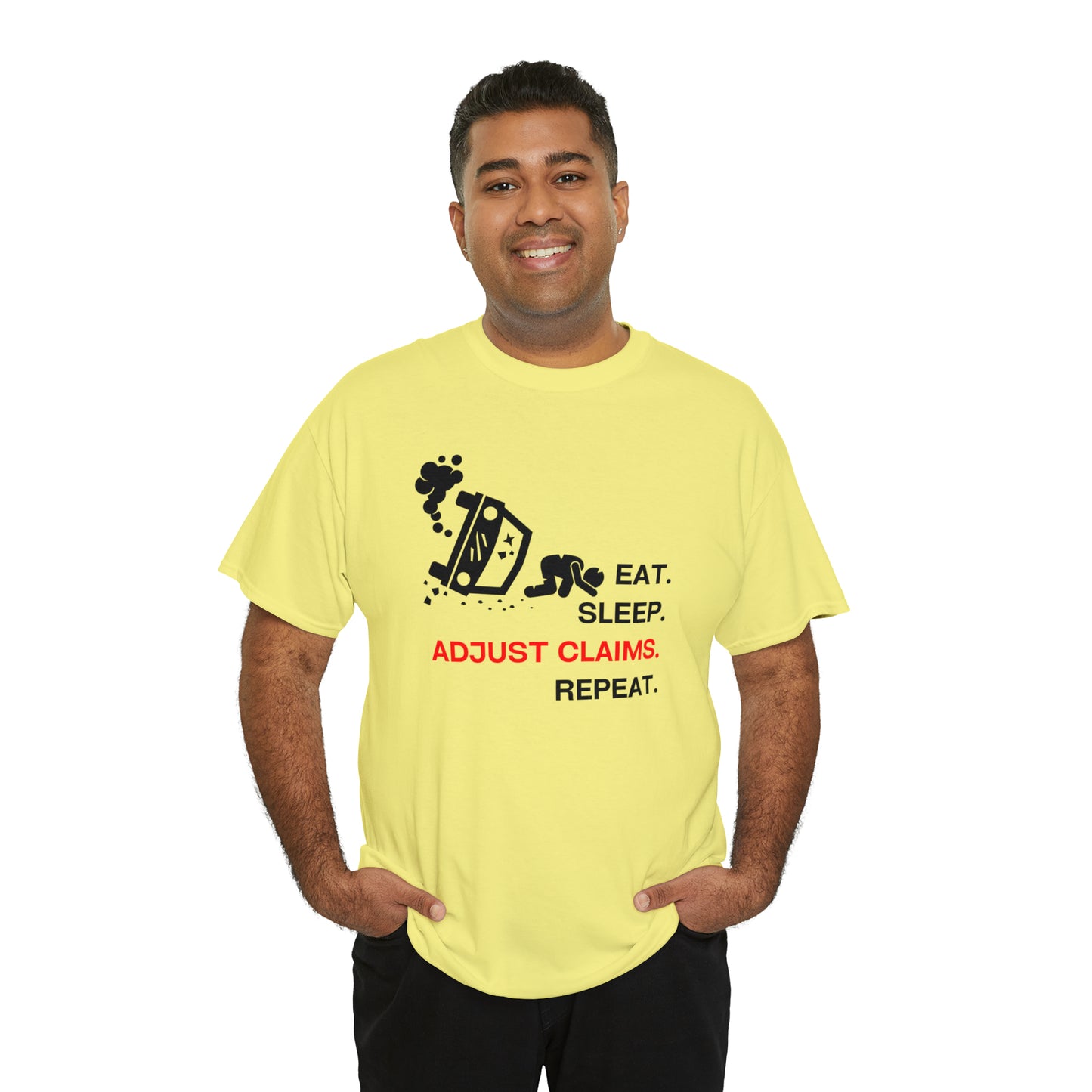Claims Adjuster (Car Flip/Driver/Black) Unisex Heavy Cotton Tee