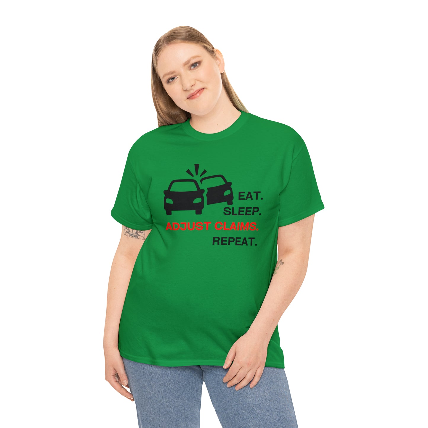 Claims Adjuster (Double Car/ Black Print) Unisex Heavy Cotton Tee