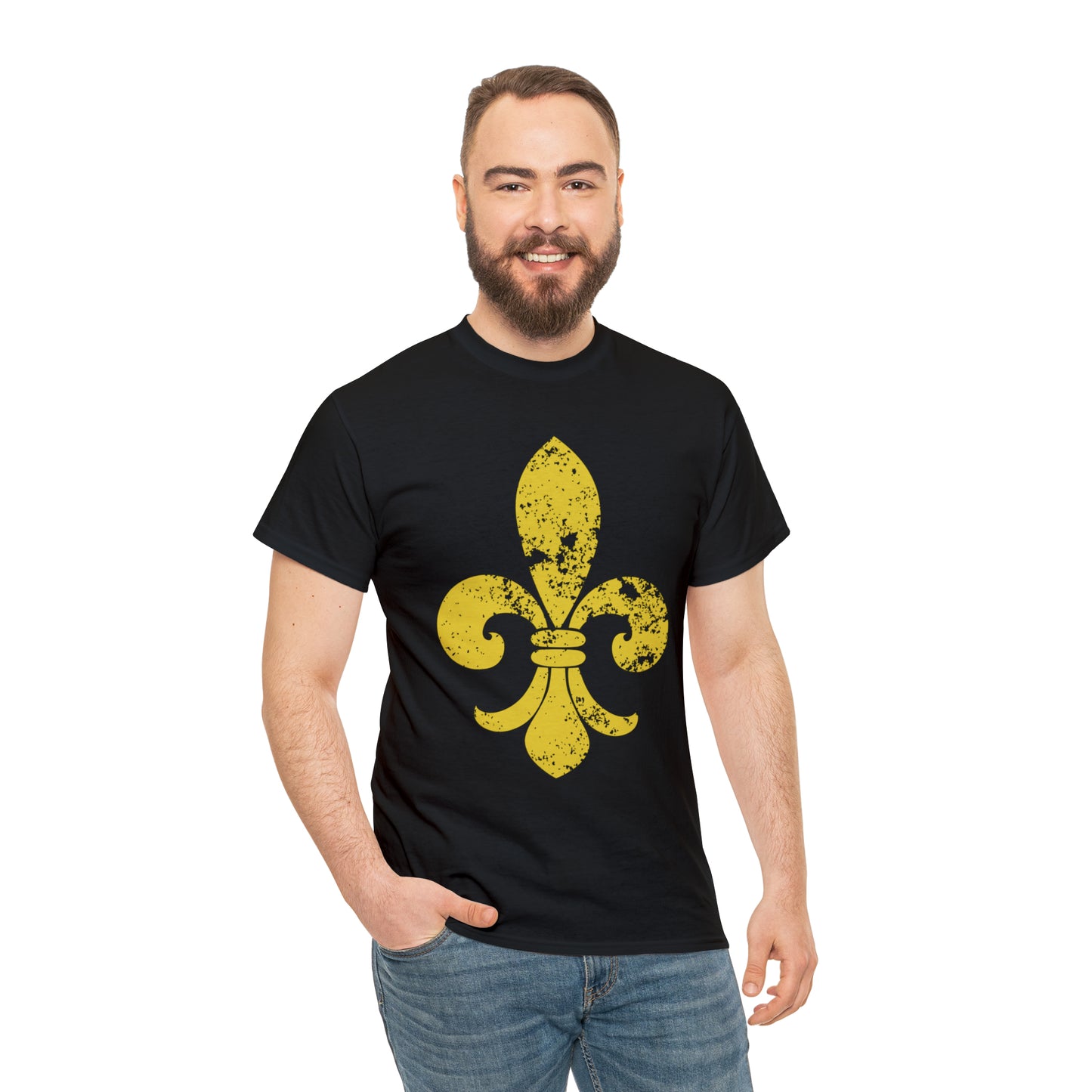 Gold Fleur-De-Lis Heavy Cotton Unisex Tee