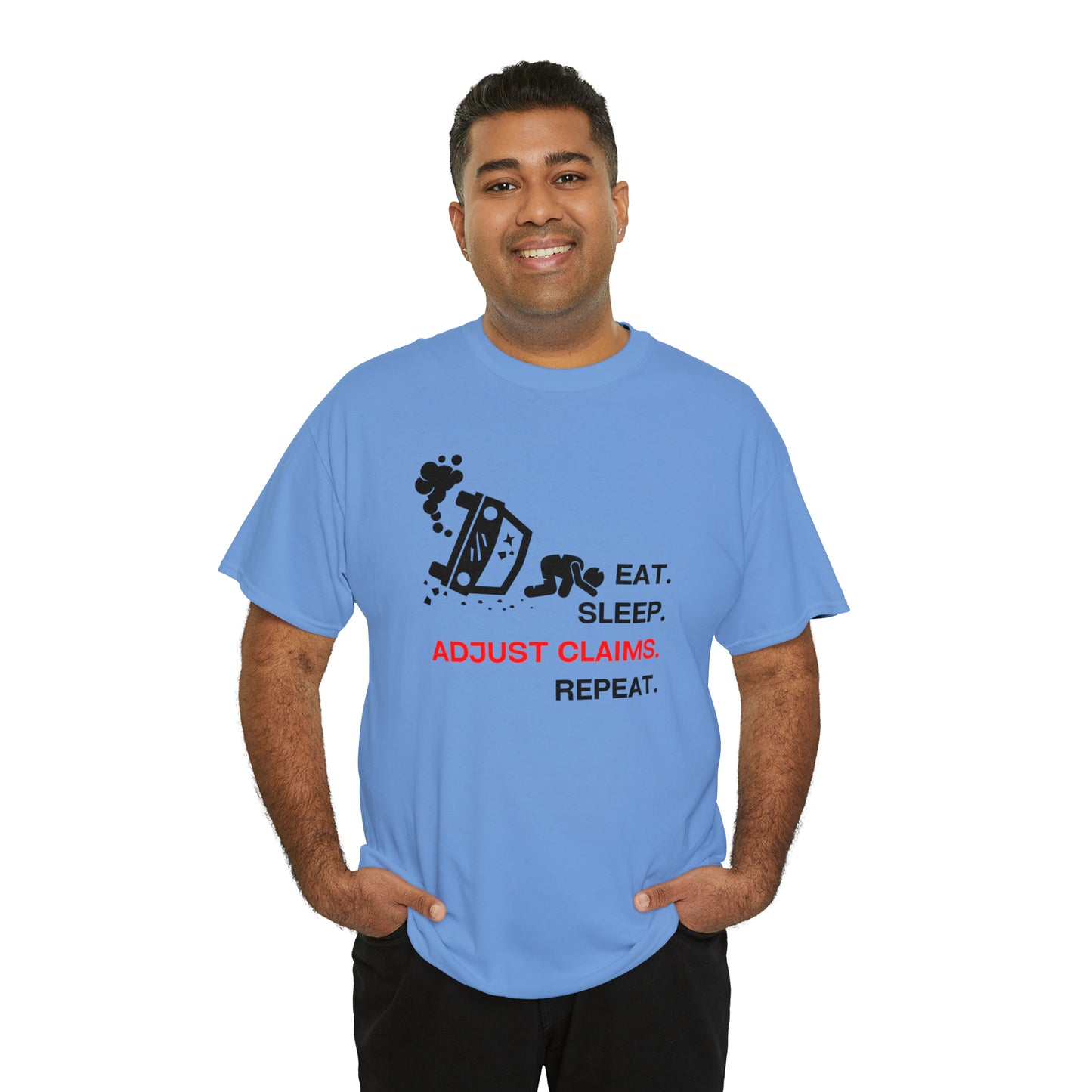 Claims Adjuster (Car Flip/Driver/Black) Unisex Heavy Cotton Tee