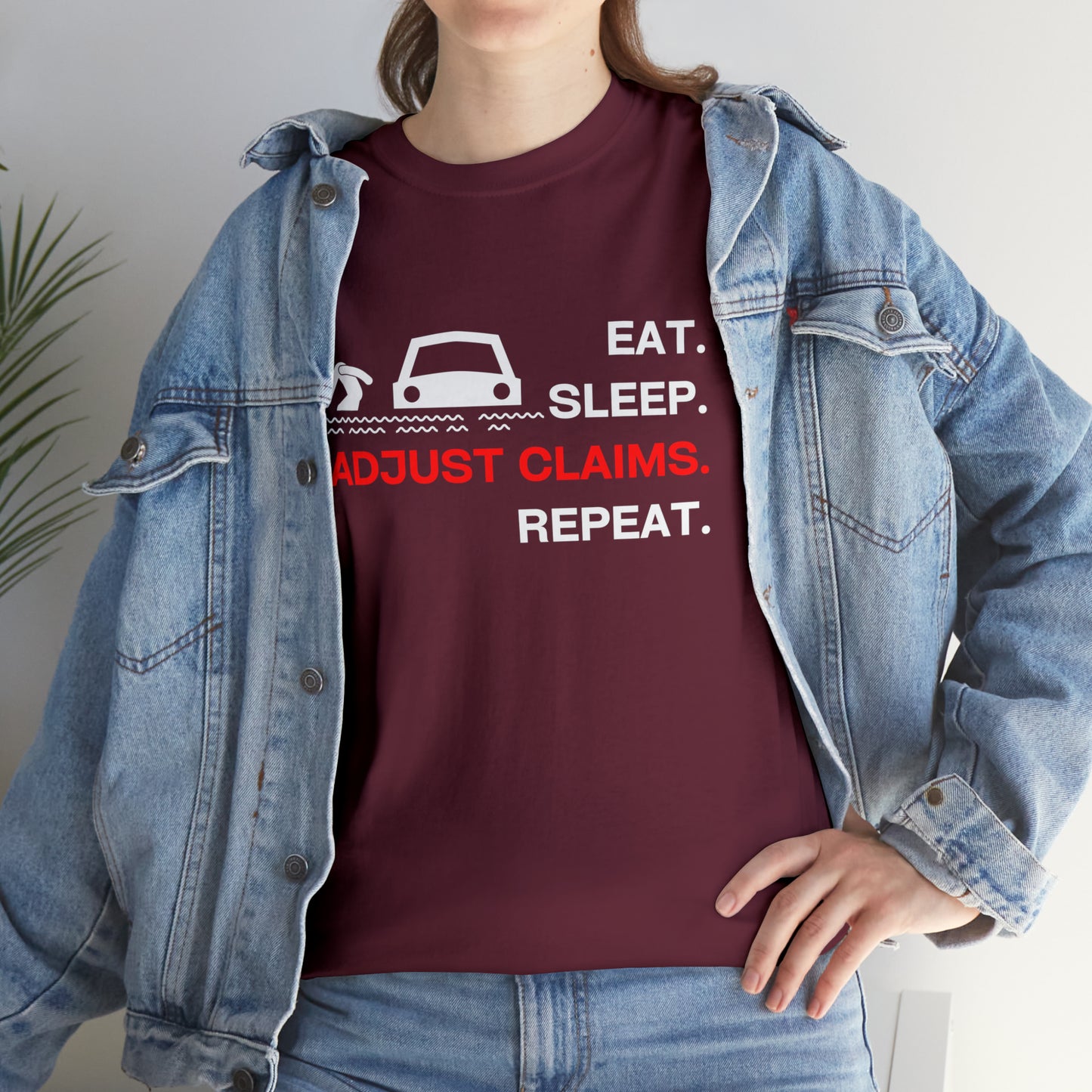 Claims Adjuster (Flooded Car / White) Unisex Heavy Cotton Tee