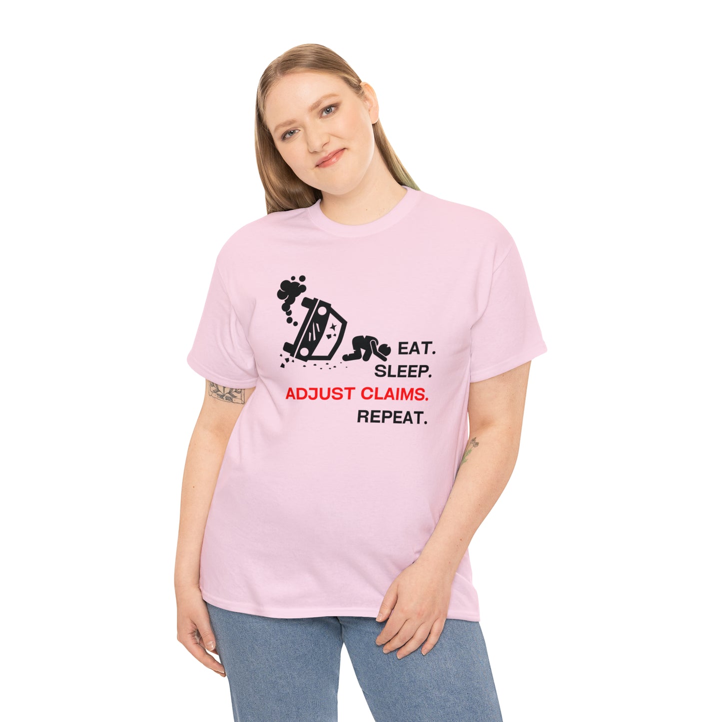 Claims Adjuster (Car Flip/Driver/Black) Unisex Heavy Cotton Tee