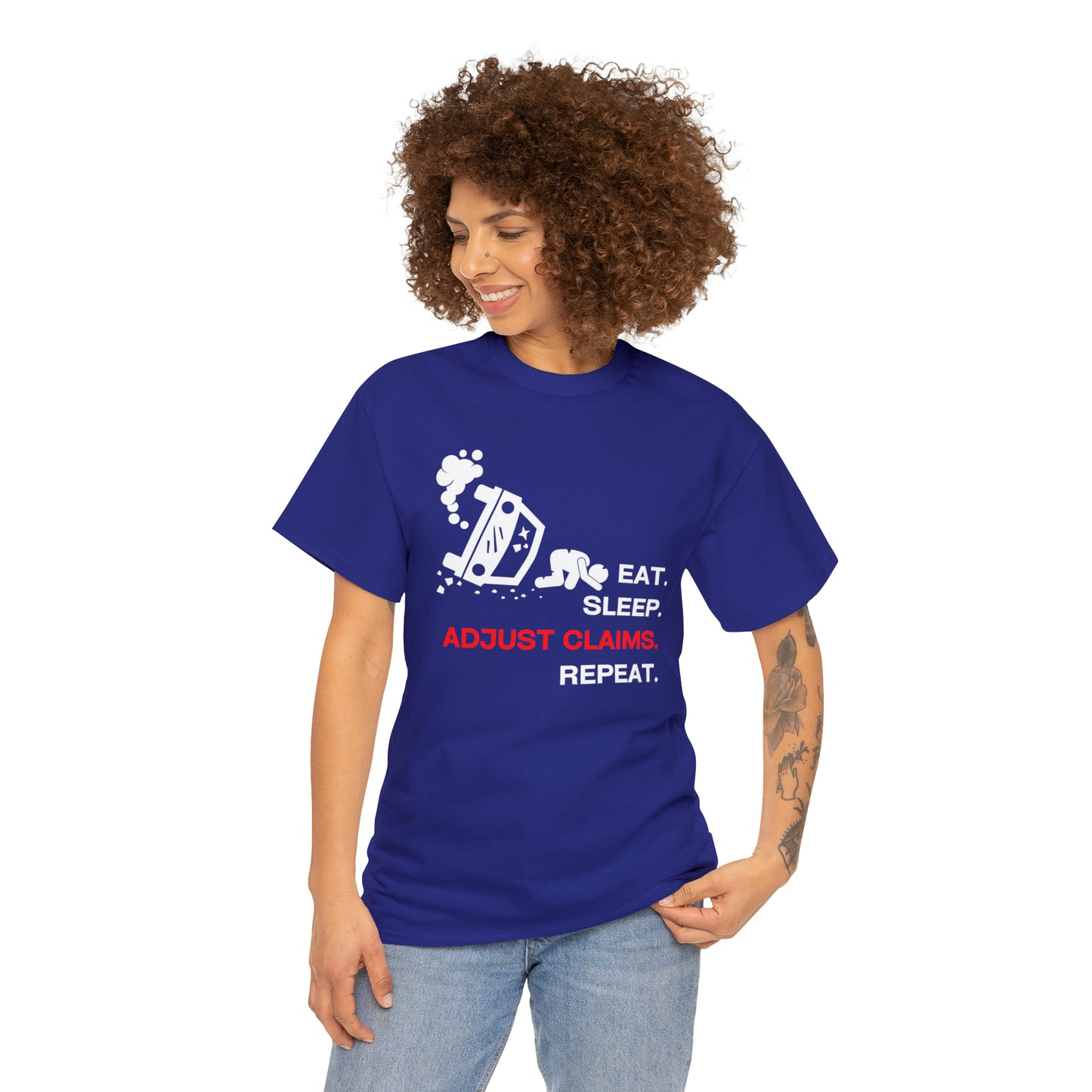 Claims Adjuster (Car Flip/Driver/White) Unisex Heavy Cotton Tee