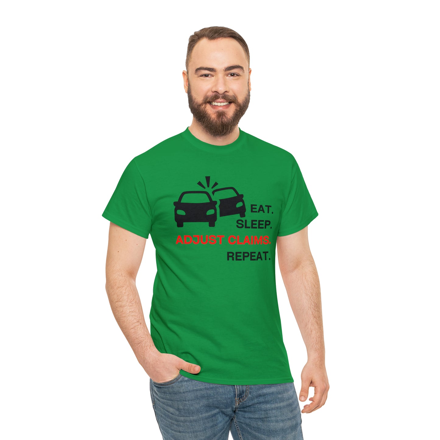 Claims Adjuster (Double Car/ Black Print) Unisex Heavy Cotton Tee