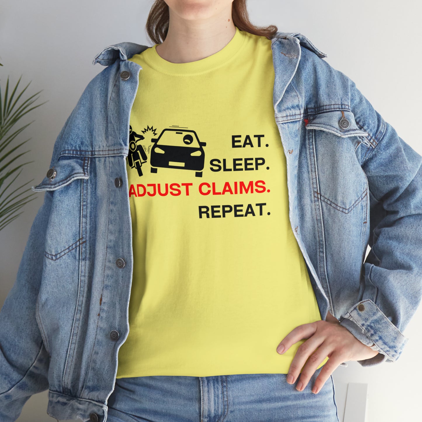 Claims Adjuster (Motorcyclist / Car / Black) Unisex Heavy Cotton Tee