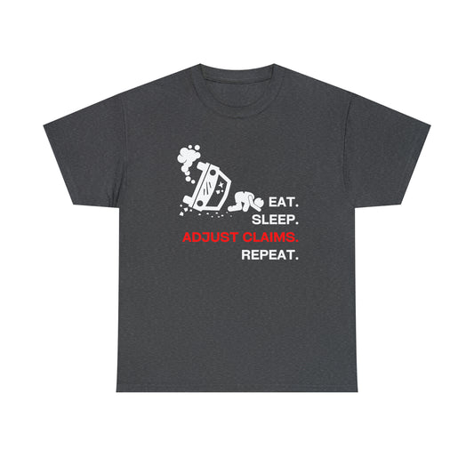 Claims Adjuster (Car Flip/Driver/White) Unisex Heavy Cotton Tee