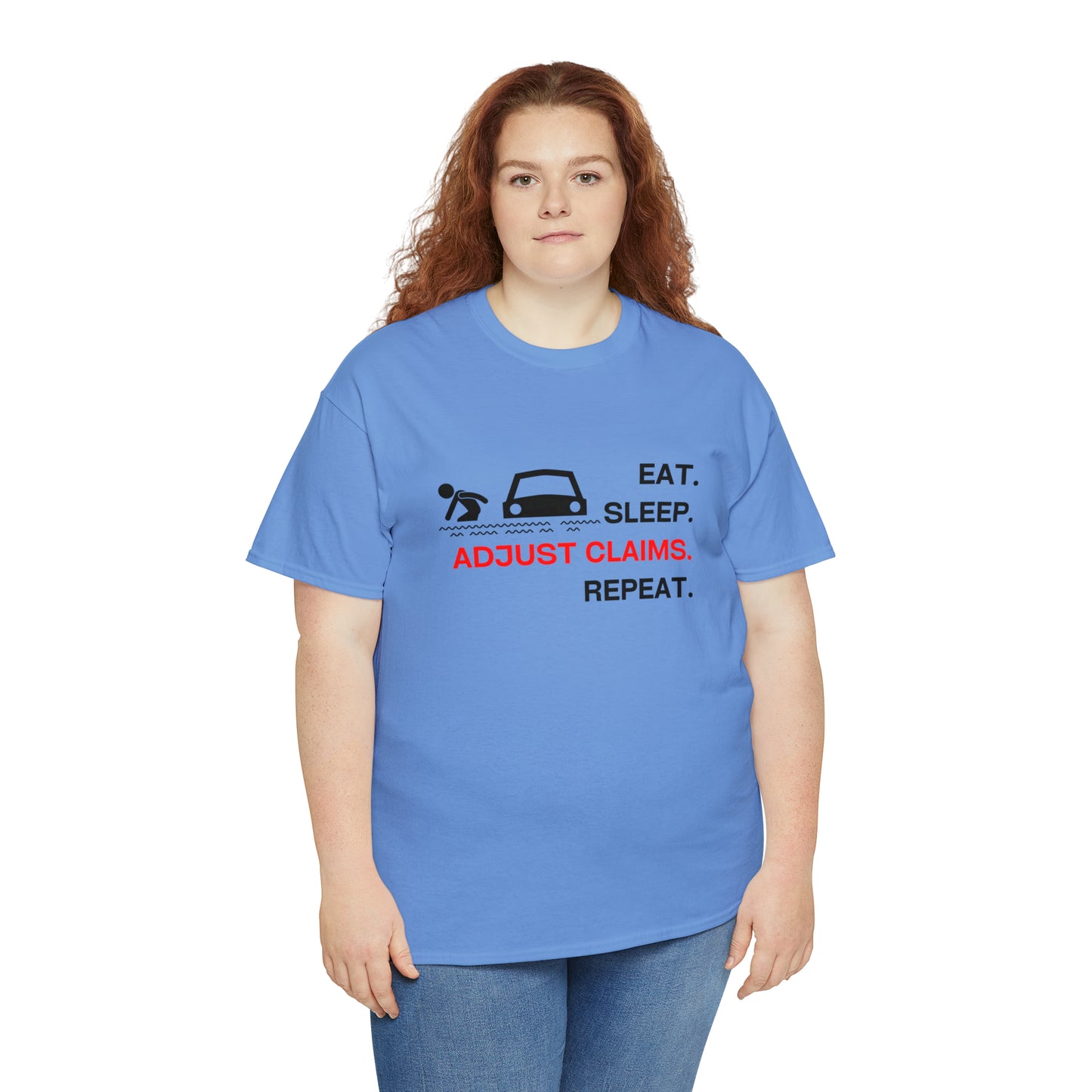 Claims Adjuster (Flooded Car / White) Unisex Heavy Cotton Tee