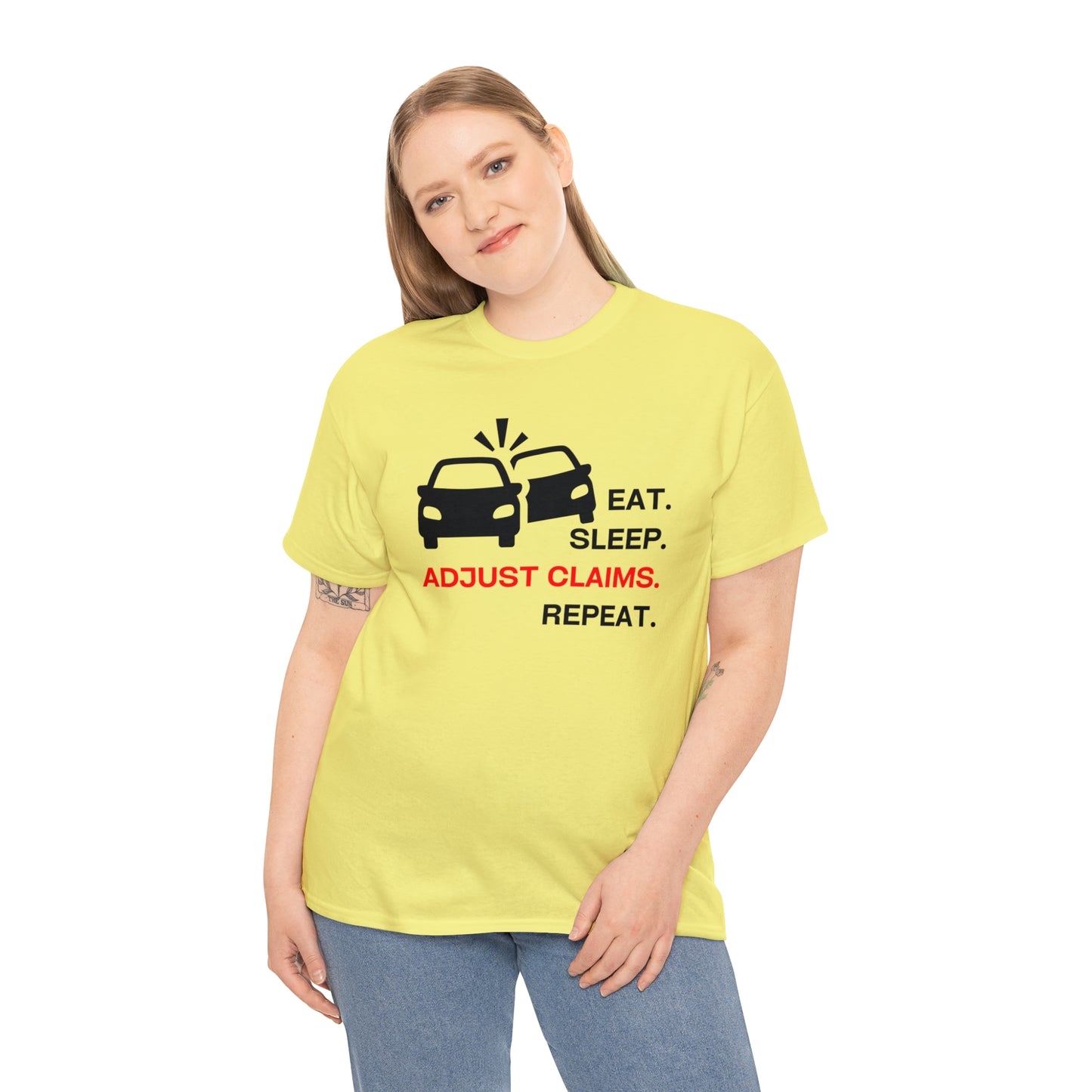 Claims Adjuster (Double Car/ Black Print) Unisex Heavy Cotton Tee