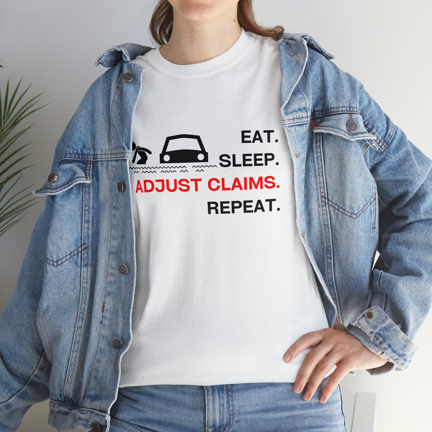 Claims Adjuster (Flooded Car / White) Unisex Heavy Cotton Tee